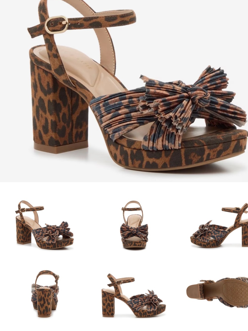 Kelly & Katie Leopard Print Platform Sandal with Bow Accent - Brown